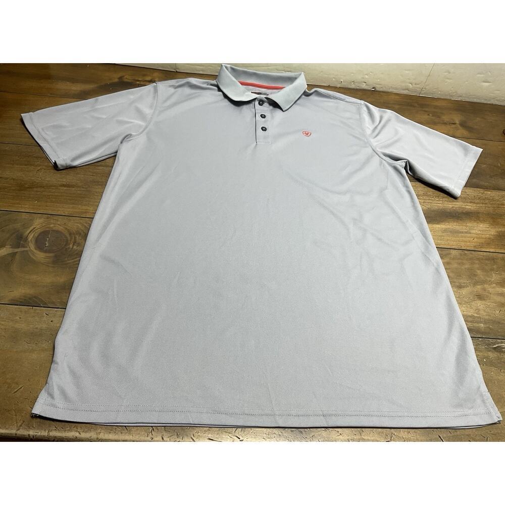 Ariat Tek Heat Series Performance Workwear Men’s Gray Polo Shirt Size LT